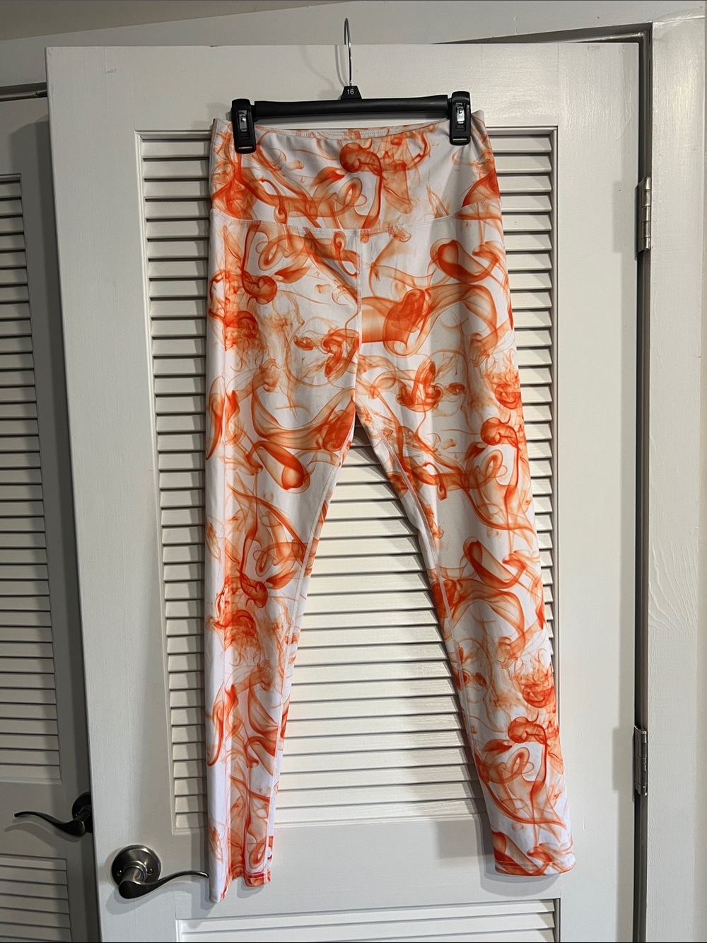 Orange Swirl Print Leggings - White & Orange